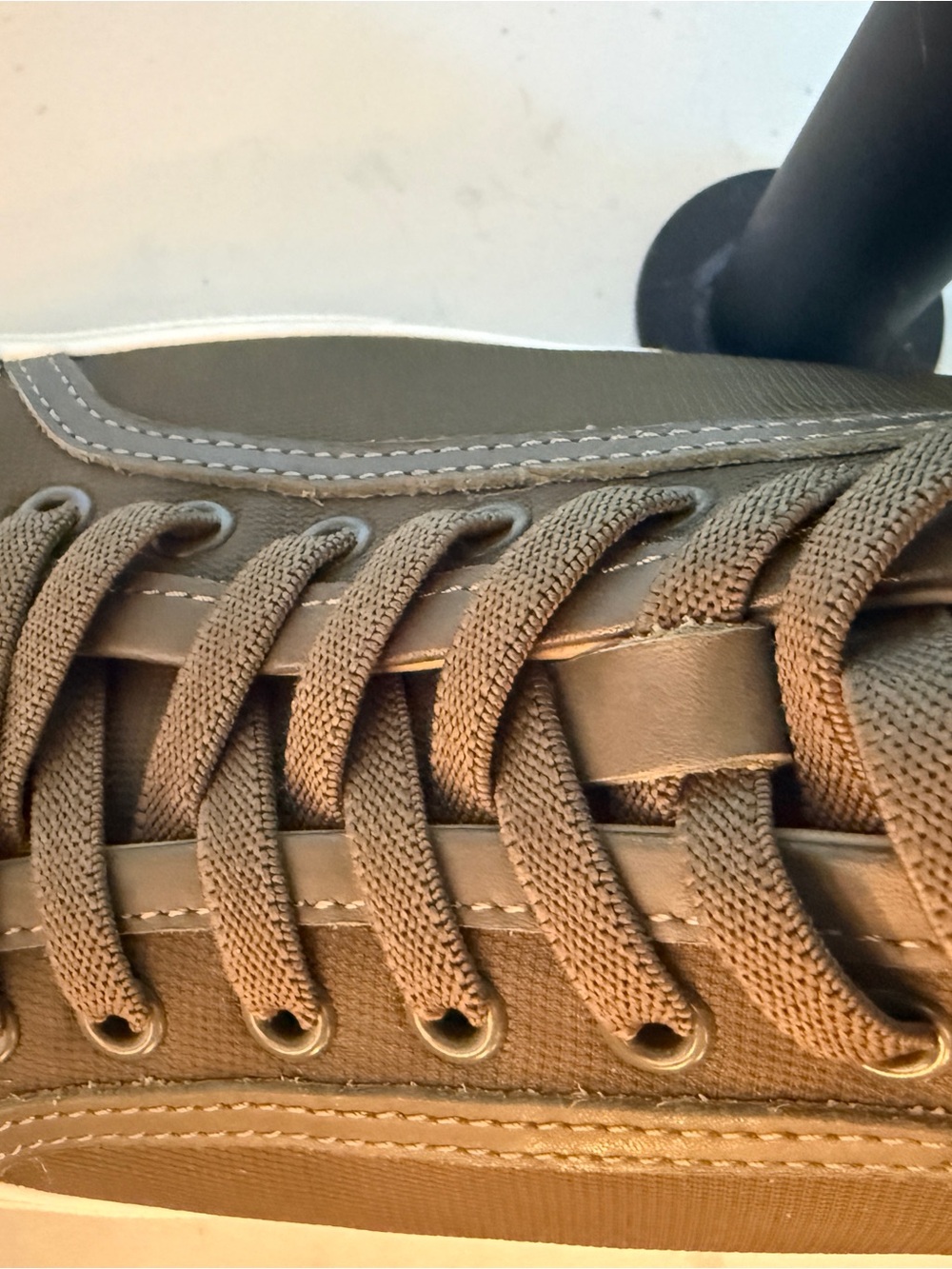 VINCE Olive Canvas Low-Top Sneakers with White Toe Rubber Sole - Picture 8 of 9